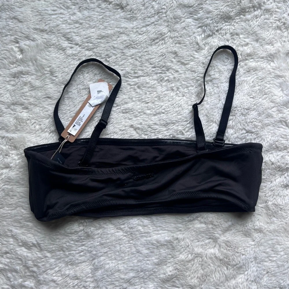 SKIMS Signature Swim Micro Bandeau Bikini Top Onyx Black Size XS BT-BAN-10067W
